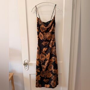 Lulu's Black and Brown Floral Maxi Dress
